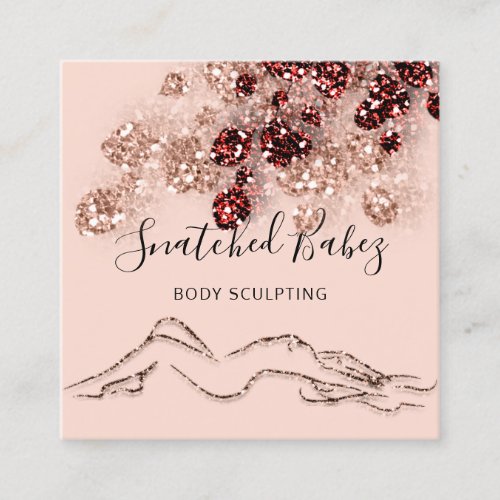 Body Logo Massage Sculpting QRCODE Rose Powder Square Business Card