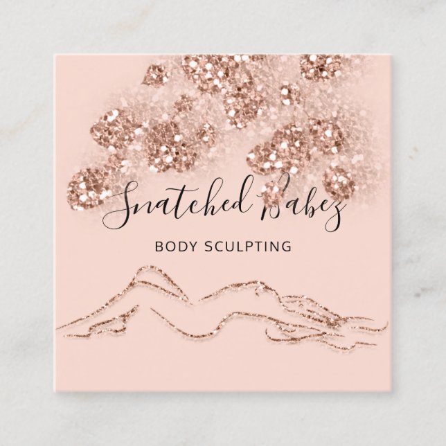 Body Logo Massage Sculpting QRCODE Rose SPA Square Business Card (Front)