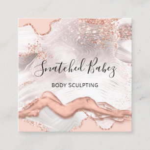 Body Logo Massage Sculpting SPA Marble QRCODE  Squ Square Business Card