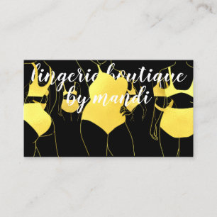 Body Logo QRCode Bikini Underwear Shop Gold Black Business Card