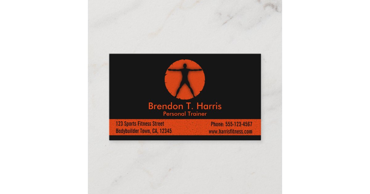 Body Madness Black And Orange Personal Trainer Business Card