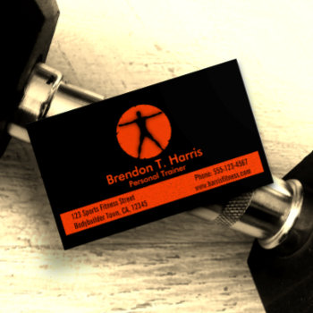 Body Madness Black And Orange Personal Trainer Business Card by sunnymars at Zazzle