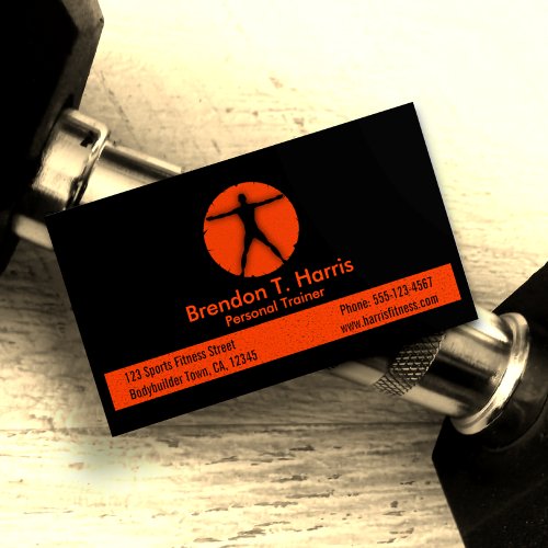 Body Madness Black and Orange Personal Trainer Business Card