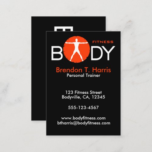 Body Madness Black Orange Large Personal Trainer Business Card