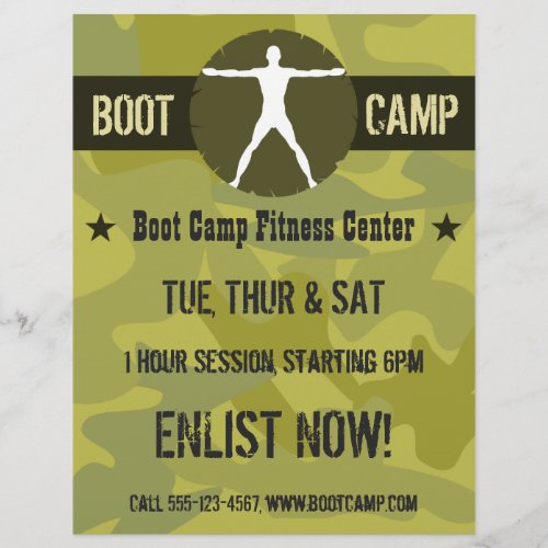 Body Madness Boot Camp Green Camo Fitness Flyers