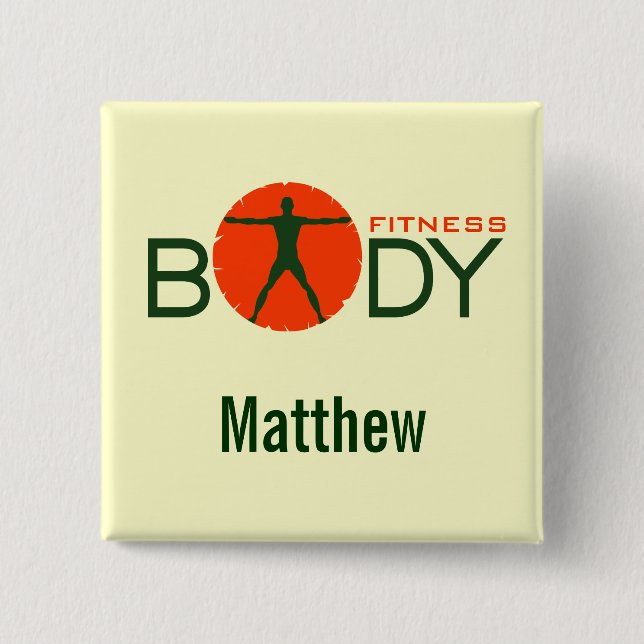 Body Madness Fitness Personal Trainer Square Badge Button (Front)