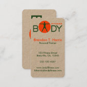 Body Madness Green and Orange Fitness Coach Business Card (Front/Back)