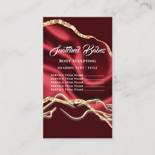 Body Massage Sculpting Logo Gold SPA Red Business Card