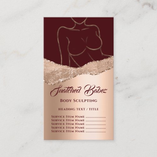 Body Massage Sculpting Logo Gold SPA Rose Business Card