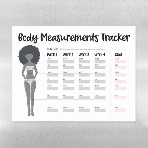 Body Measurements Tracker for Black Women Magnetic Dry Erase Sheet