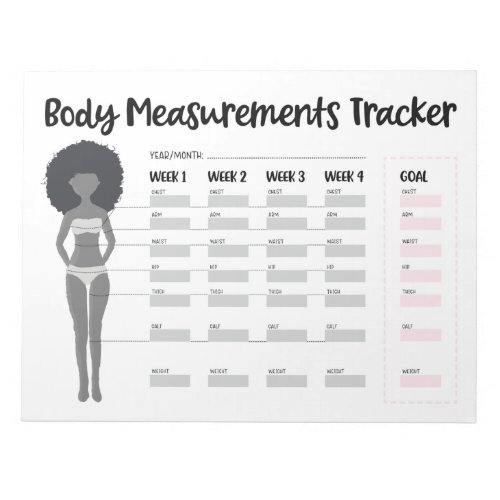 Body Measurements Tracker for Black Women Notepad