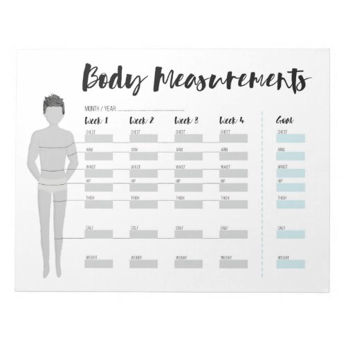 Body Measurements Tracker for Men 4 Weeks Goal Notepad