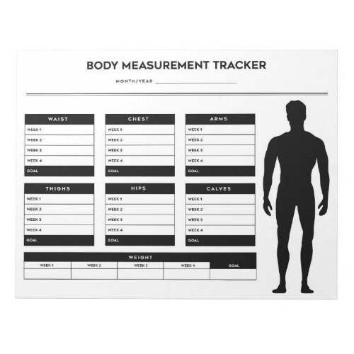 Body Measurements Weight Loss Diet Tracker Boy Notepad