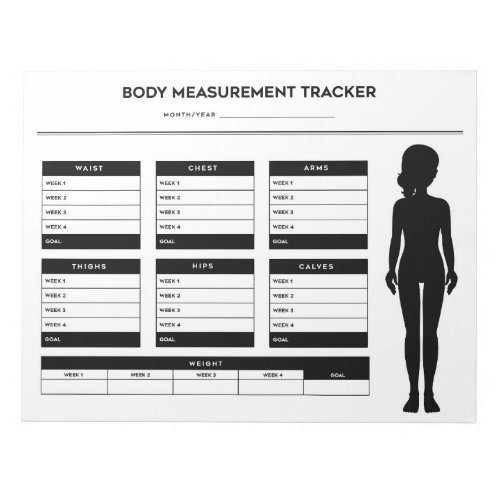 Body Measurements Weight Loss Diet Tracker Girl Notepad