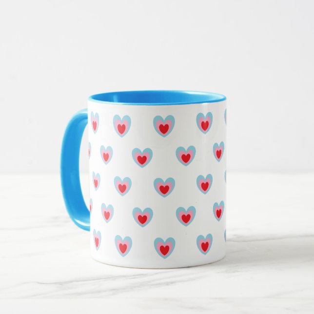 Body mind and Spirit Concentric Triple Hearts Mug (Front Left)