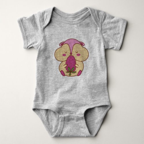 Body Para Beb Sweet hamster eating strawberry  Baby Bodysuit