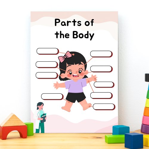 Body Part Preschool Education for kids Dry Erase Board