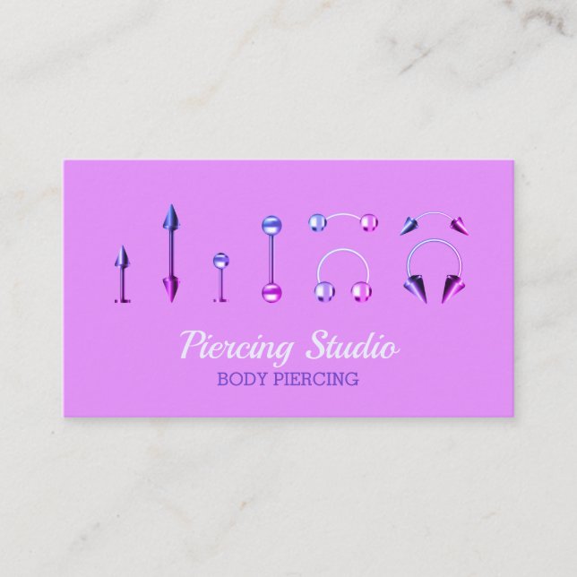 Body Piercing Studio elegant Business Card (Front)