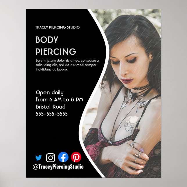 Body PIERCING STUDIO poster flyer (Front)