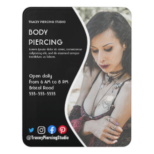 Body PIERCING STUDIO poster flyer Door Sign