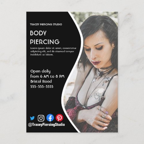 Body PIERCING STUDIO poster flyer Postcard