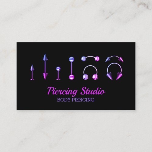 Body Piercing Studio purple pink jewelry salon Business Card