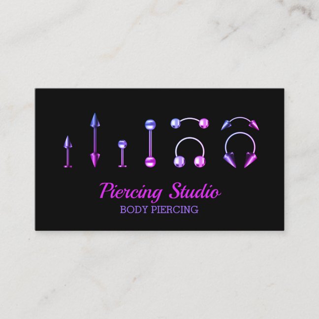 Body Piercing Studio purple pink jewelry salon Business Card