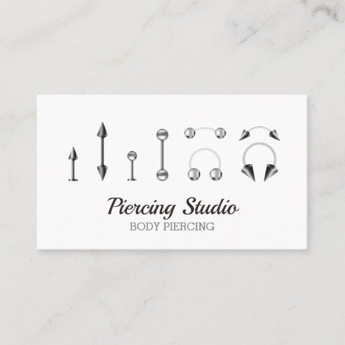 Body Piercing Studio Sterling Silver Jewelry Business Card