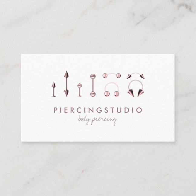 Body Piercing Studio Tattoo Rose Gold Business Card
