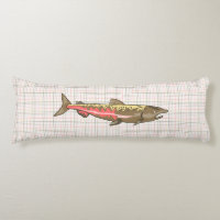 Body Pillow - Chinook Salmon on Plaid