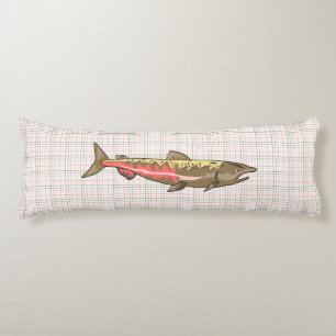 Body Pillow - Chinook Salmon on Plaid