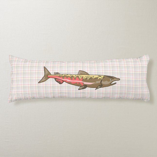 Body Pillow - Chinook Salmon on Plaid (Front)
