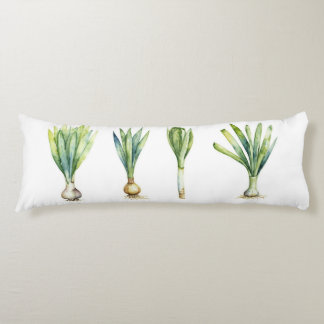 Body Pillow with Spring Onion Illustration