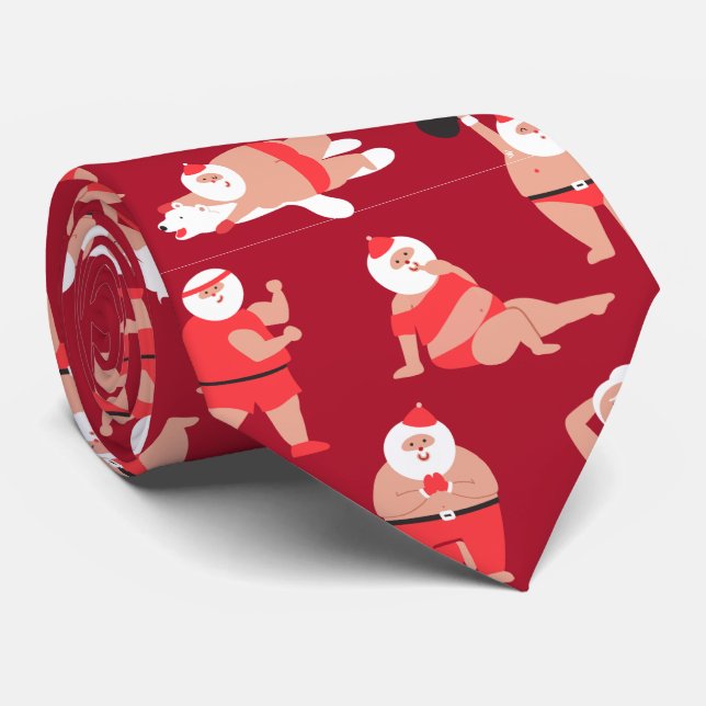 Body Positive Santa Holiday Wrapping Paper Neck Tie (Rolled)