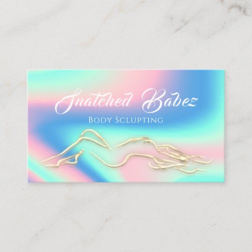 Body Sclupting Beauty Holographic Logo Massage Business Card