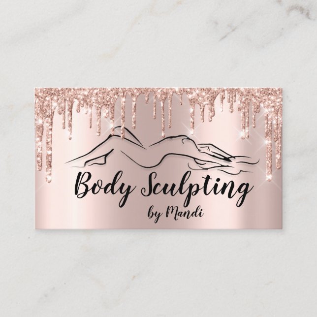 Body Sclupting Beauty Logo  Glitter Drip p Business Card (Front)