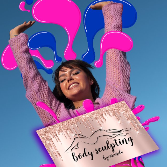 Body Sclupting Beauty Logo  Glitter Drips Business Card (Body Sclupting Beauty Logo Glitter Drips Business Card)