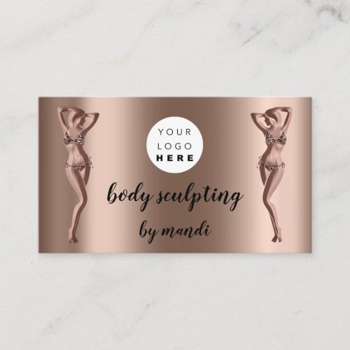 Body Sclupting Care Logo Rose QR Code Bikini Business Card