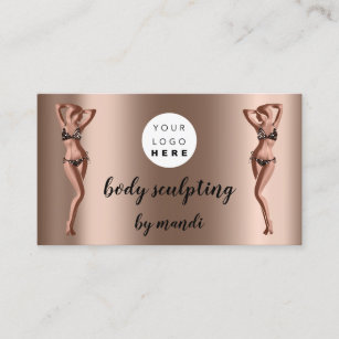 Body Sclupting Care Logo Rose QR Gold Bikini Business Card