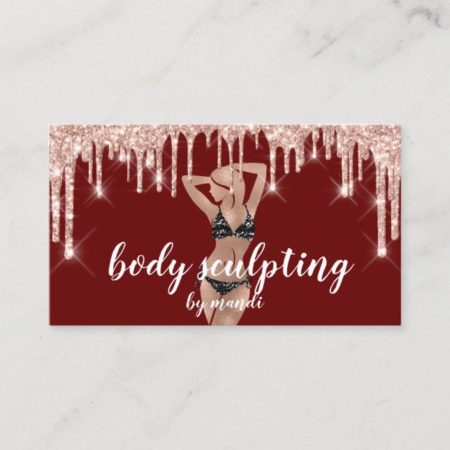 Body Sclupting  Massage Logo Bikini Drips QR Code Business Card (Front)