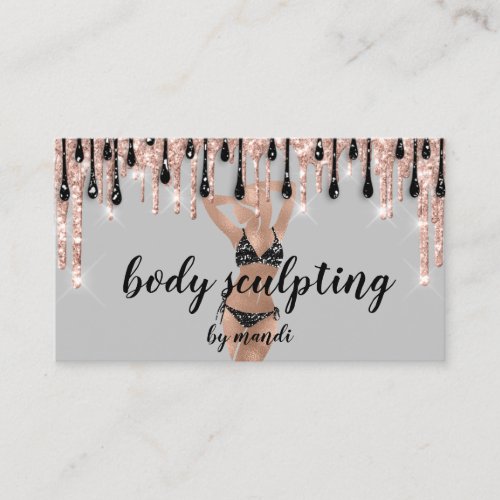 Body Sclupting Massage Logo Bikini Gray QR Code Business Card