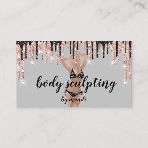 Body Sclupting Massage Logo Bikini Gray QR Drips Business Card