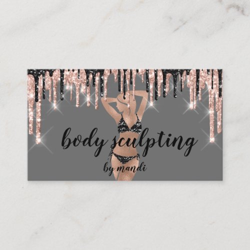 Body Sclupting Massage Logo Black Bikini QR Code Business Card