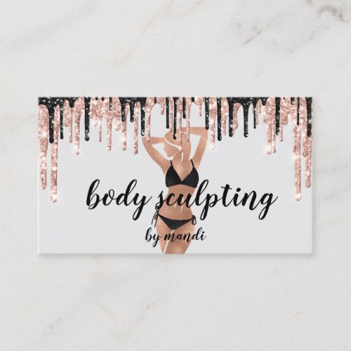 Body Sclupting Massage Logo Black Bikini QR Code Business Card