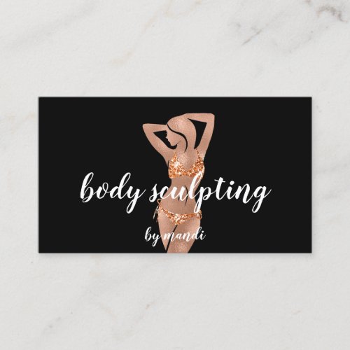 Body Sclupting Massage Logo Black White Bikini QR Business Card