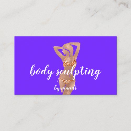 Body Sclupting Massage Logo Blue Orange Bikini QR Business Card
