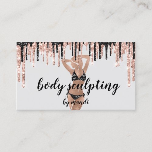 Body Sclupting Massage Logo Glitter Bikini QR Code Business Card