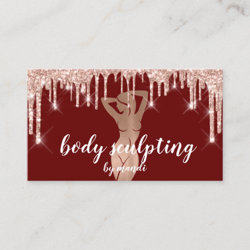 Body Sclupting  Massage Logo Glitter Drips QR Code Business Card