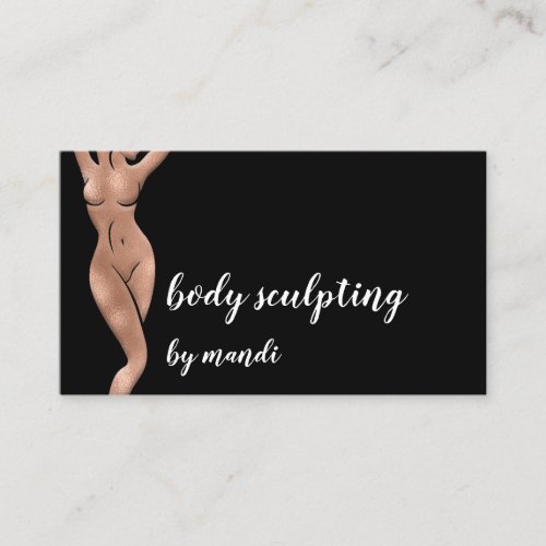 Body Sclupting Massage Logo Rose Black White Business Card