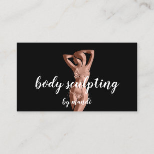 Body Sclupting Massage Logo Rose Gold Bikini QR Business Card